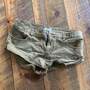 Olive green free people jean shorts size 28